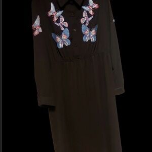 Black Dress with Butterfly Embroidery